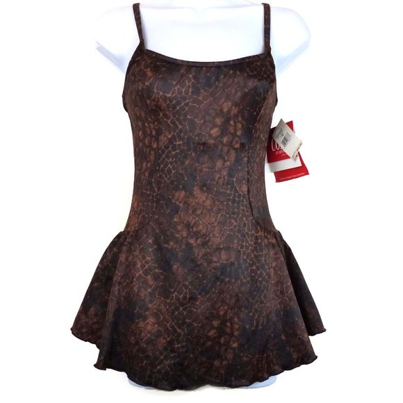 Cole of California Other - Cole of California VTG 90s Snake Brown Skirted Swim Suit One Piece Women 8 NWT